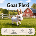 White 3D printed articulated Goat Flexi with tan horns, designed by  printed by Twin Cedars Maker Company.